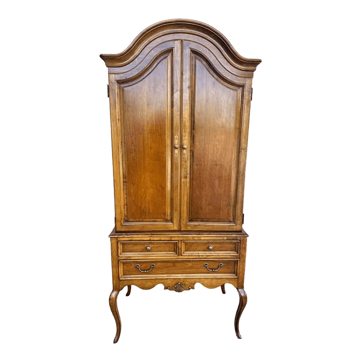 Solid Cherry Armoire With Dome Top and Cabriole Legs by Lexington - Vintage Circa 1980s - Thumbnail 2