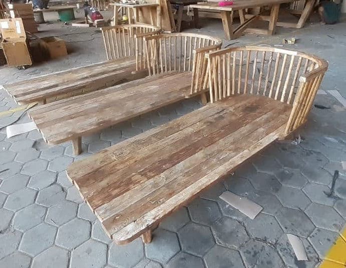 Salvaged Teak & Bamboo Spindle Chaise - Thumbnail 12