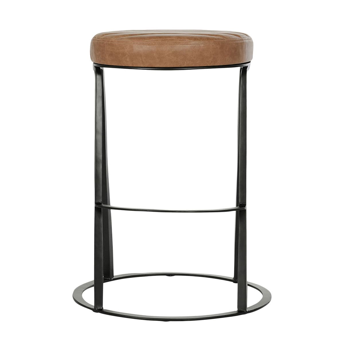 Tufted Nubuck Leather Counter Stool - Thumbnail 12