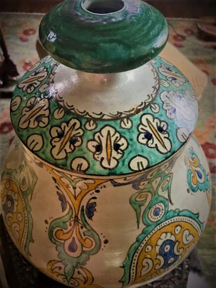 Mid 20th Century Large Fez Ceramic Lidded Jar From Morocco - Thumbnail 12