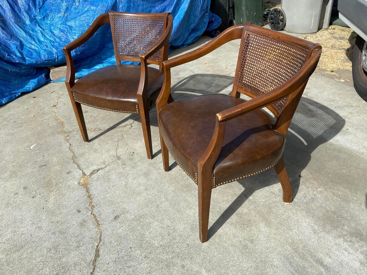 1970s Shafer Brothers Cane Back Arm Chairs- Set of 2 - Thumbnail 11