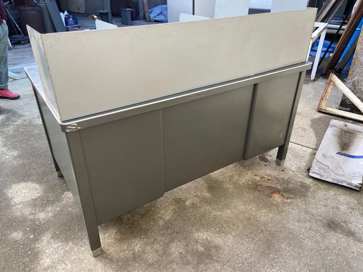 1940s Vintage Mid Century Modern Metal Tanker Desk - Thumbnail 11