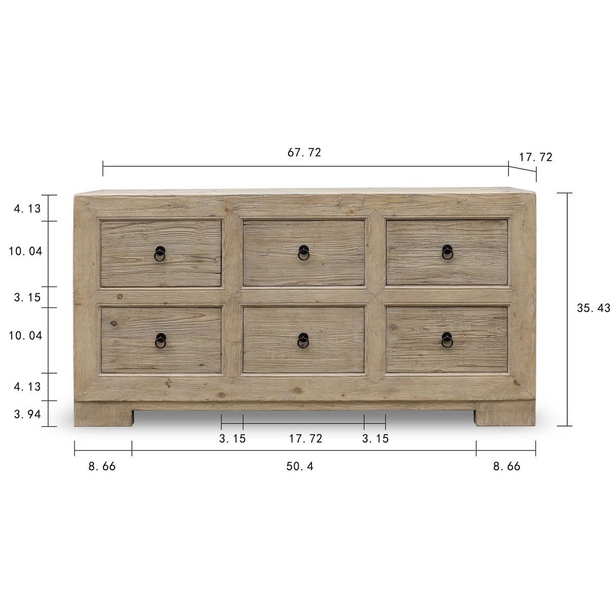 Weathered Six Drawer Dresser - Thumbnail 12