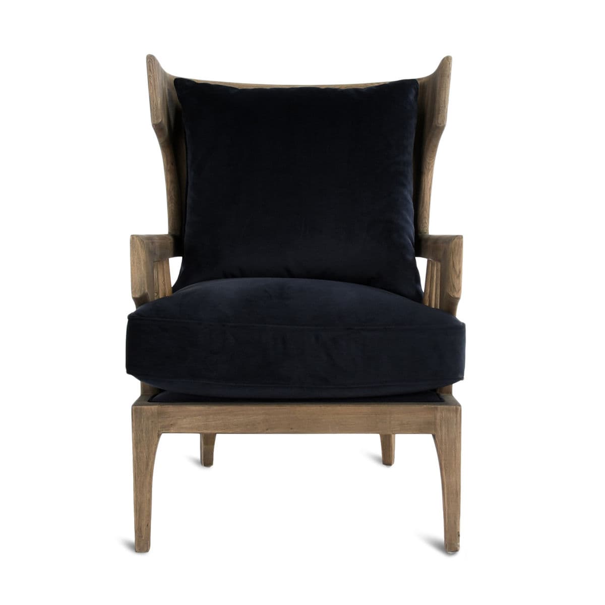 Wingback Navy Velvet Arm Chair - Thumbnail 12