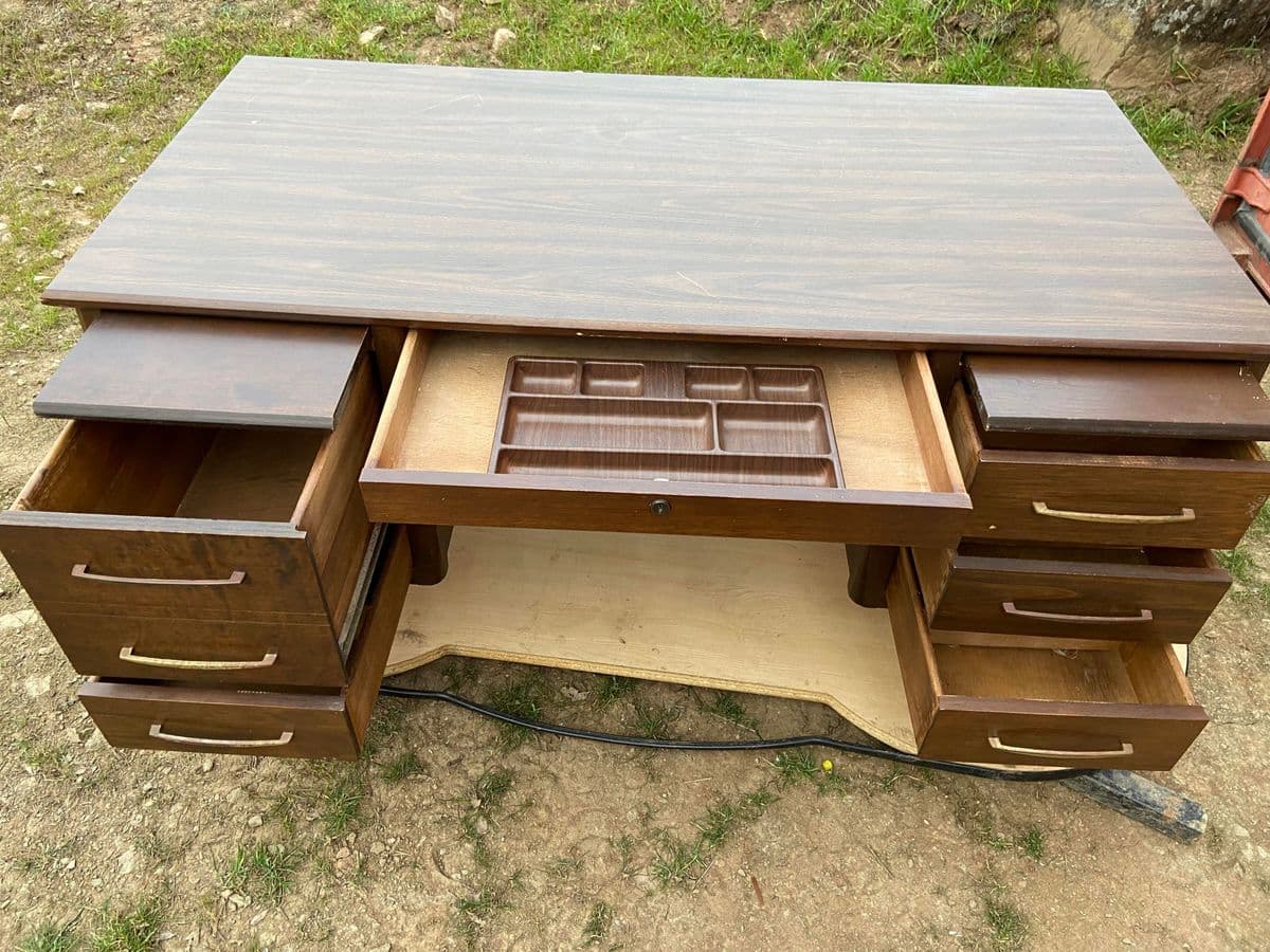 1980s Anderson Style Vintage Mid-Century Desk - Thumbnail 11