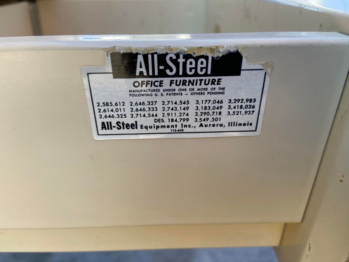 1980s Allsteel Vintage Mid Century Modern Metal Tanker Desk - Thumbnail 11