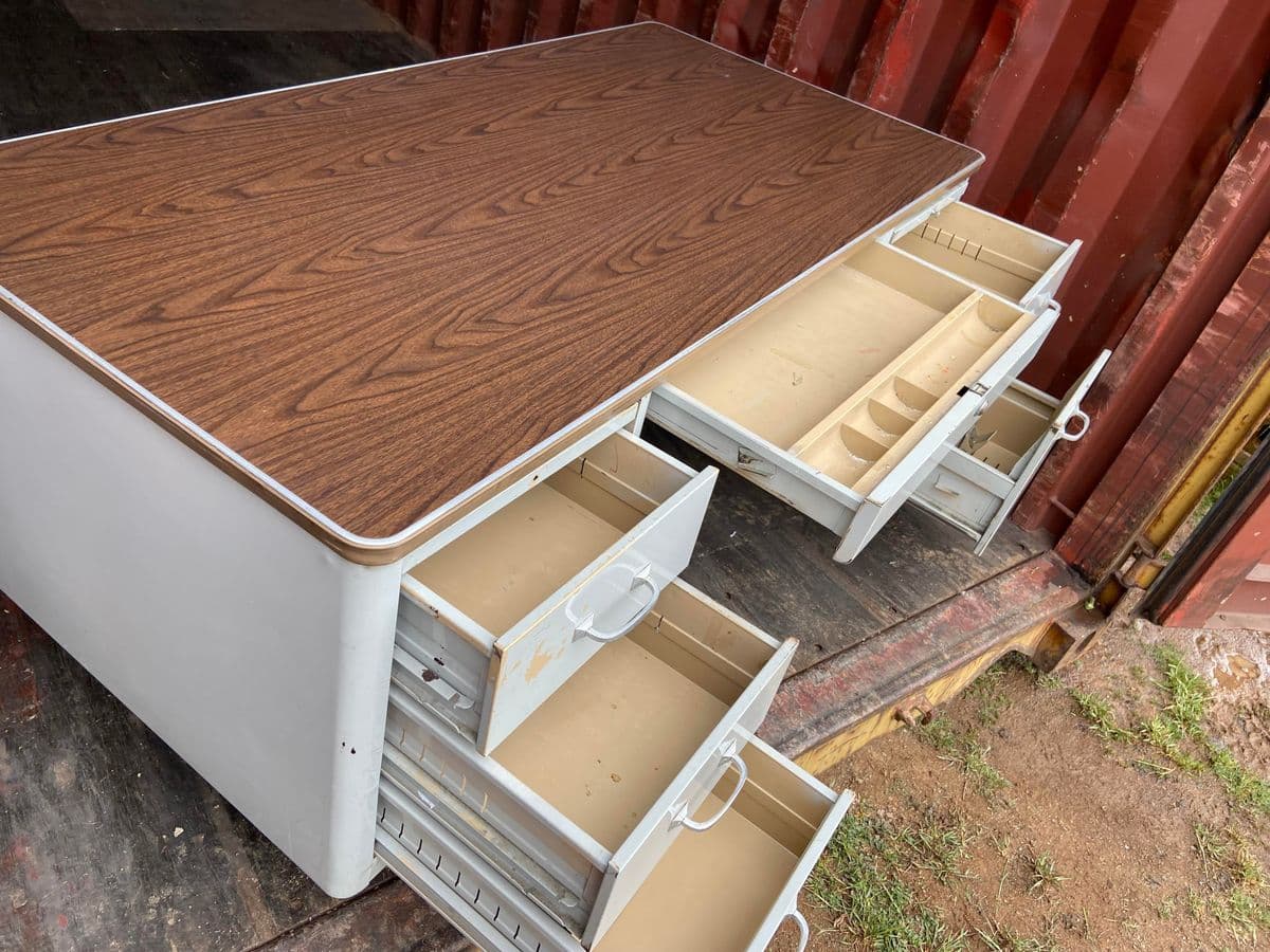 1970s Vintage Mid Century Modern Metal Tanker Desk - Thumbnail 11