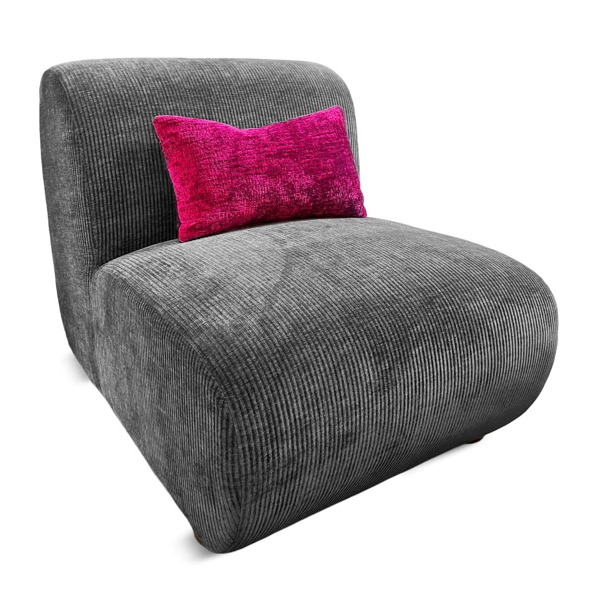 Charcoal Chenille Stripe Slipper Chair - Thumbnail 12