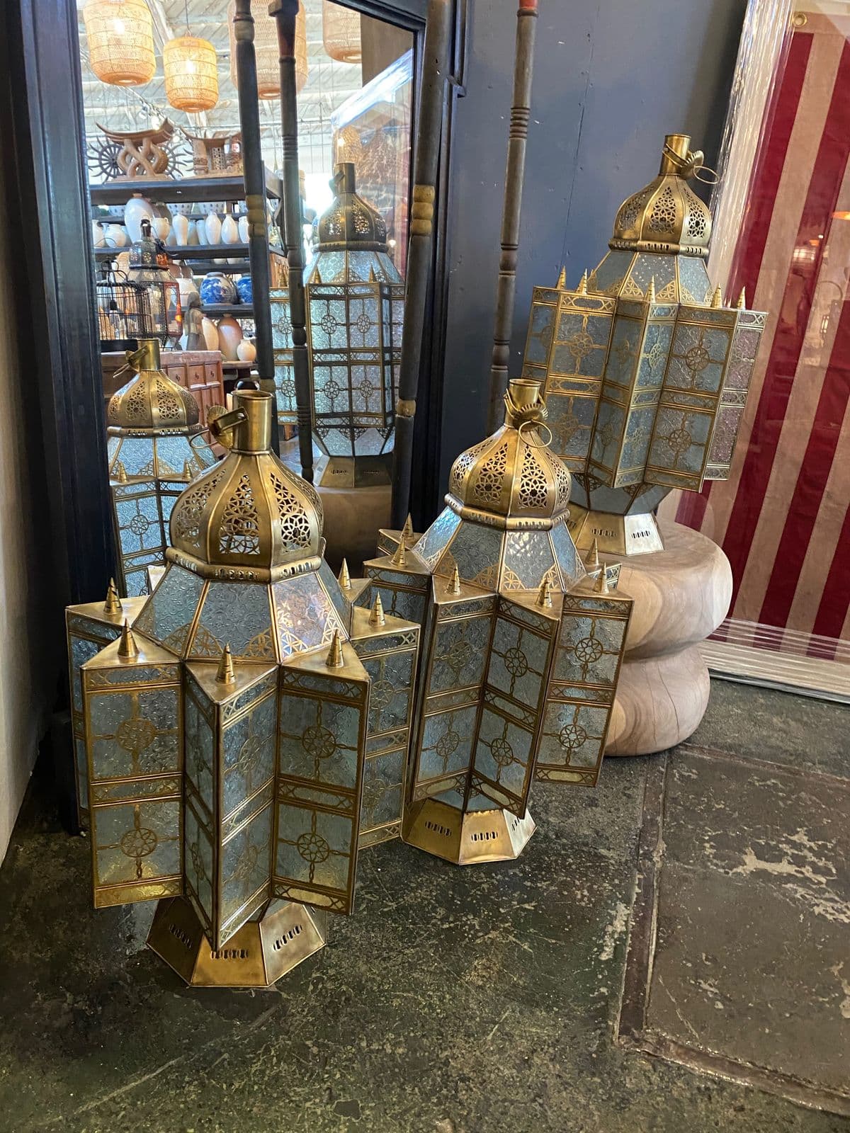 Moroccan Brass & Glass Pendant - Thumbnail 12