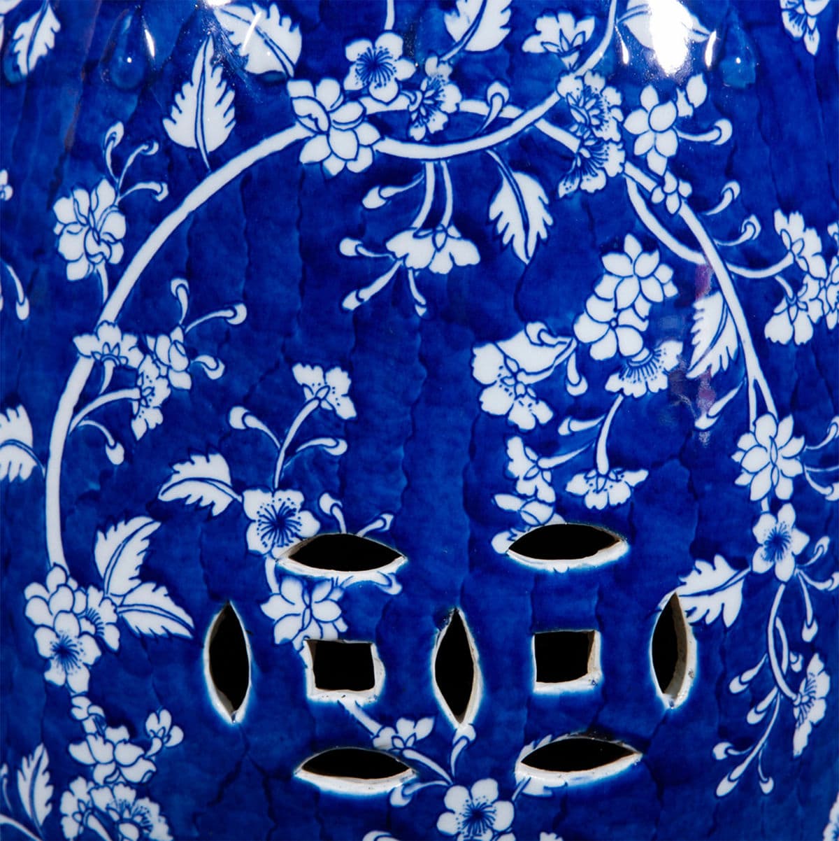 Indigo Blue Floral Ceramic Stool - Thumbnail 12