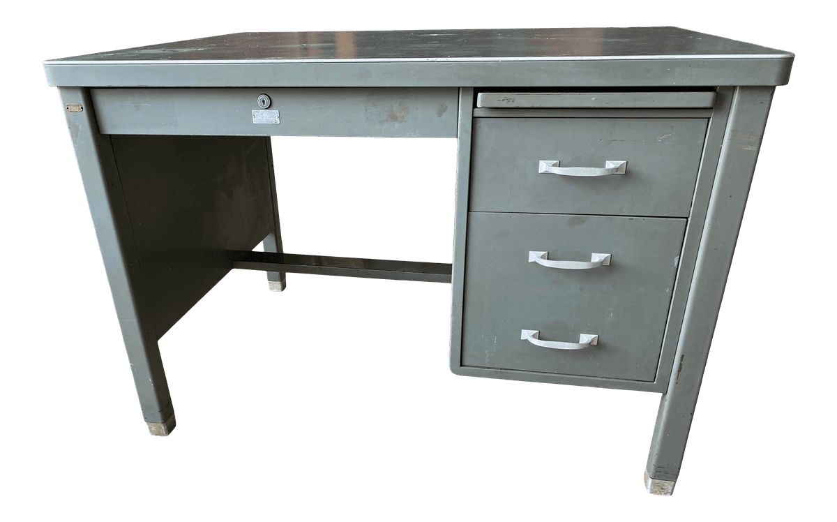 Vintage General Fireproofing Company Metal Tanker Desk - Thumbnail 11