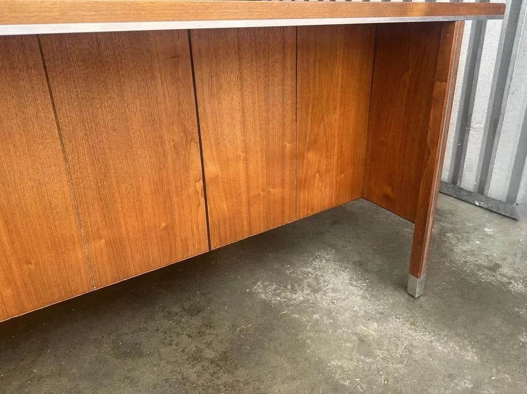 Paul McCobb Directional Walnut and Aluminum Large 84” Executive Partners Desk - Vintage 'Mad Men' 1960s - Fully Restored - Thumbnail 12