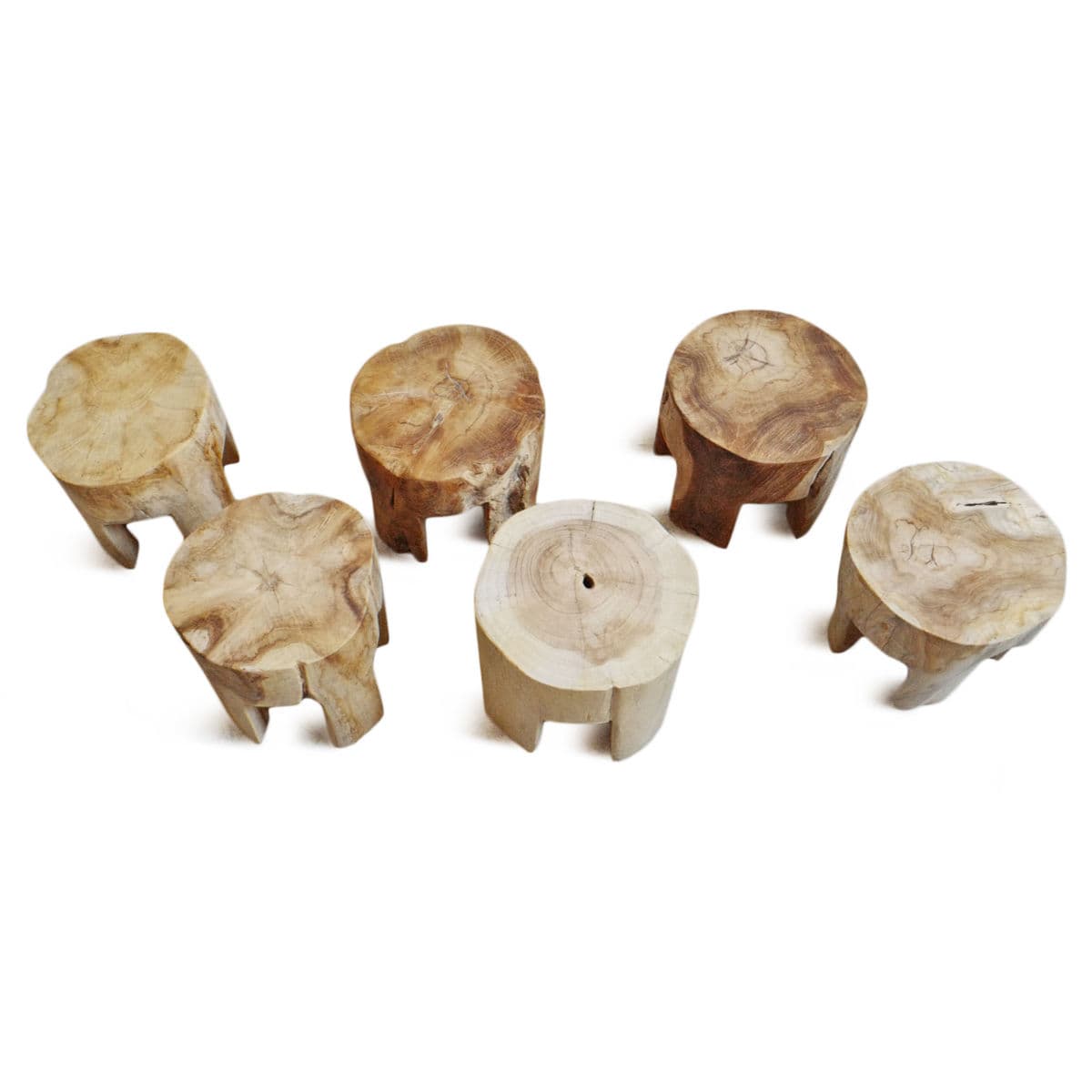 Jona Organic Teak Round Stool - Thumbnail 12