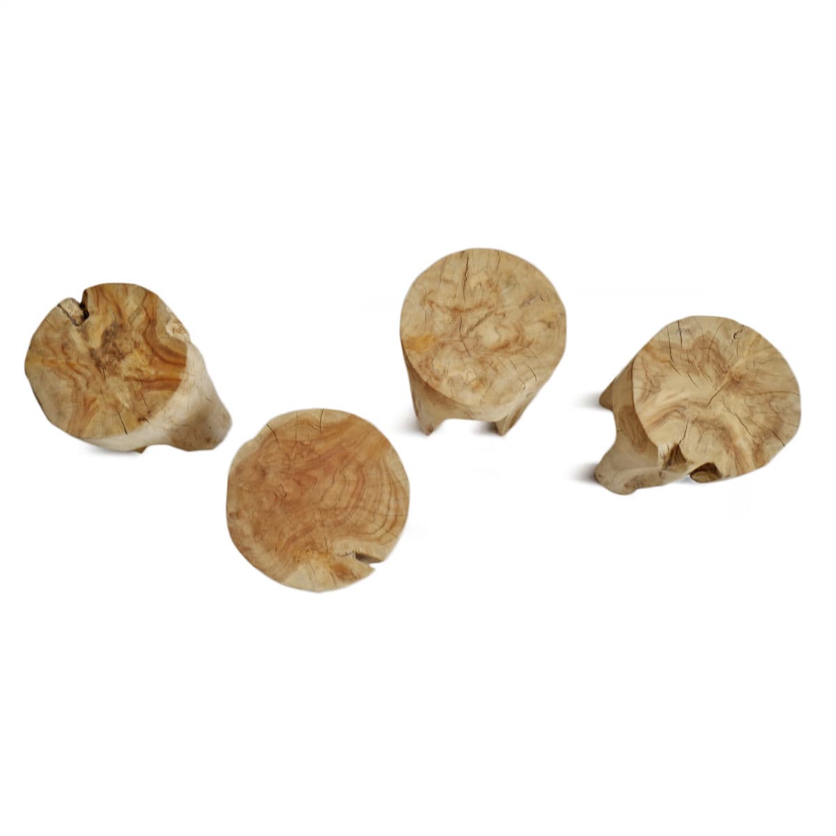 Organic Raw 3 Leg Teak Stool - Thumbnail 12