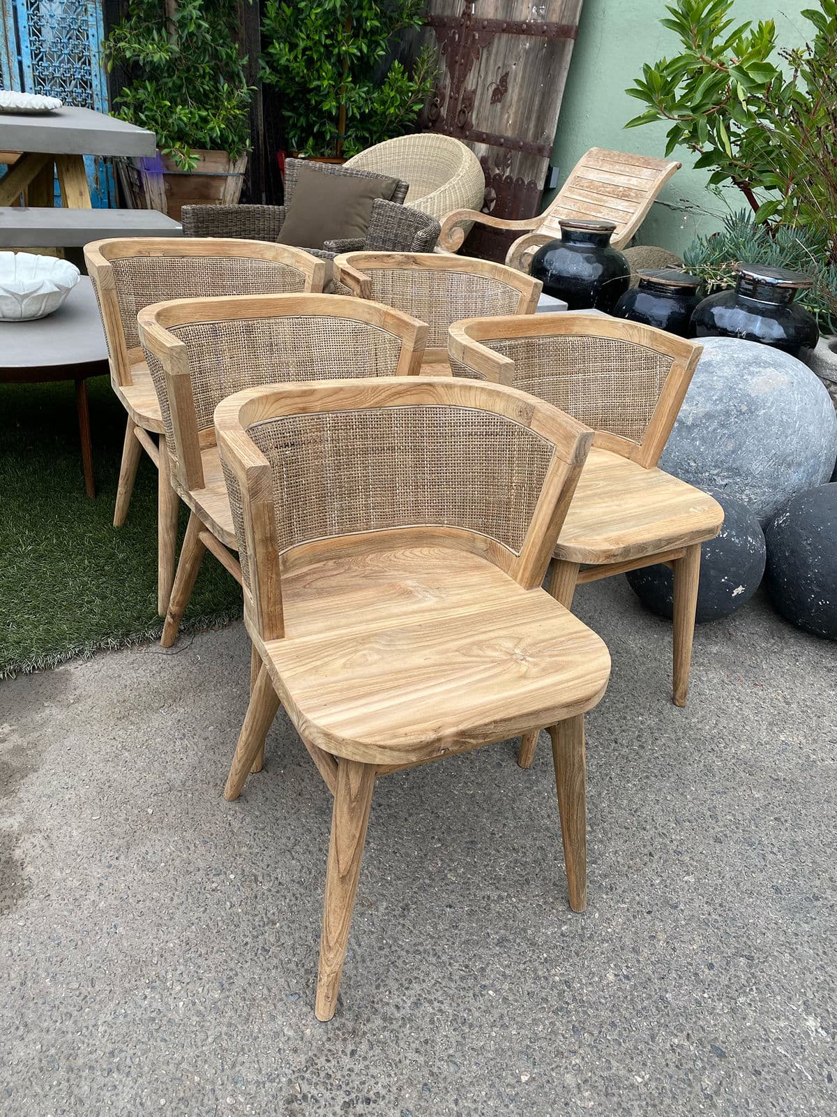 Cinde Raw Teak & Cane Dining Chair - Thumbnail 12