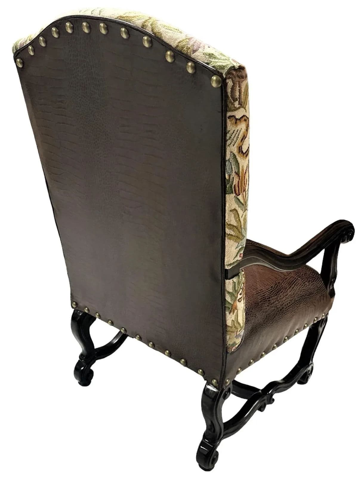 Hacienda Chair Upholstered With Jungle Animals Tapestry and Embossed Cowskin - Thumbnail 13