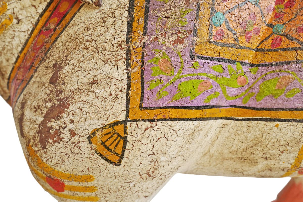 Vintage Wood Painted Brahma Cow - Thumbnail 13