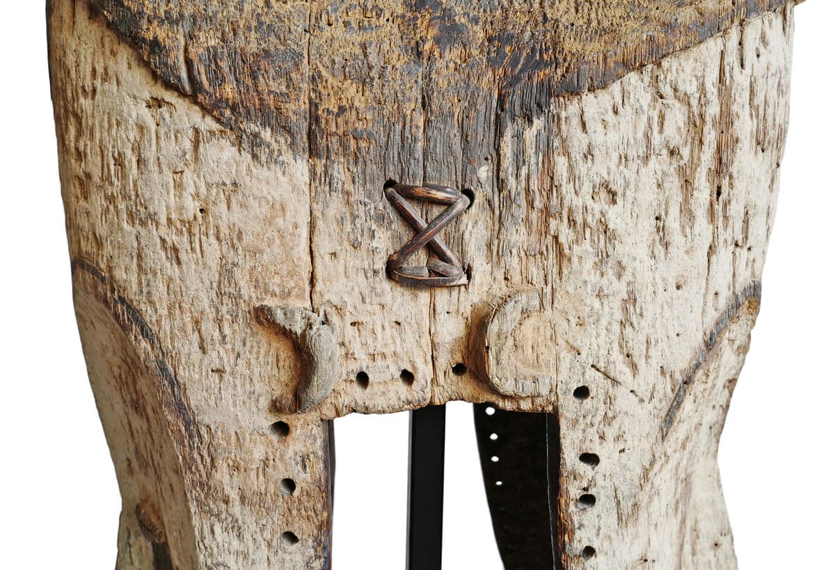 Large Old Rare Double Fang Mask on Stand - Thumbnail 13