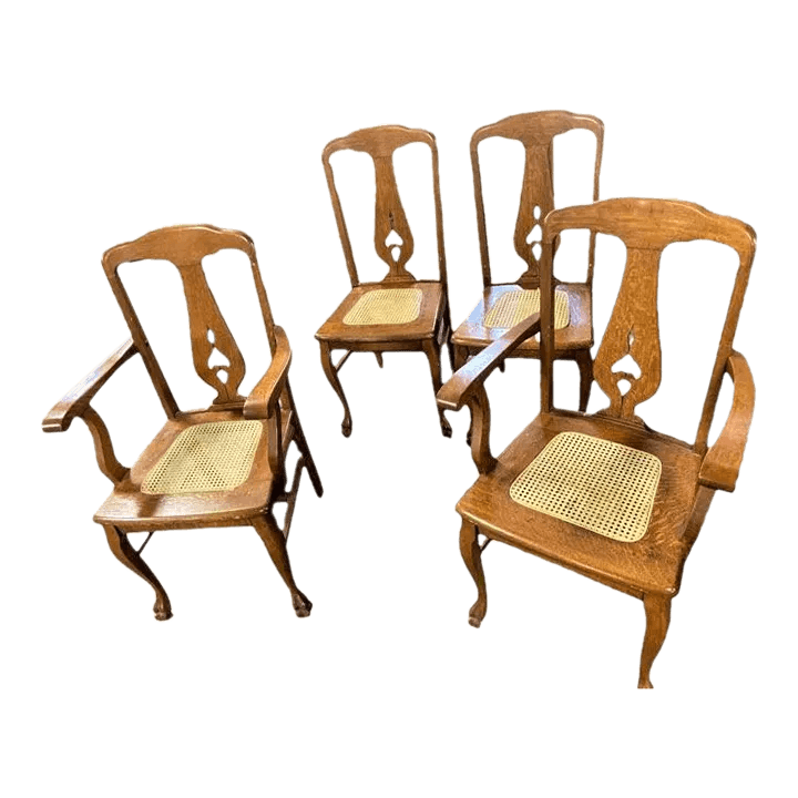 Early 20th Century Stomps Burkhardt Arts & Crafts Quarter Sawn Oak Dining Chairs - Set of 4 - Thumbnail 13