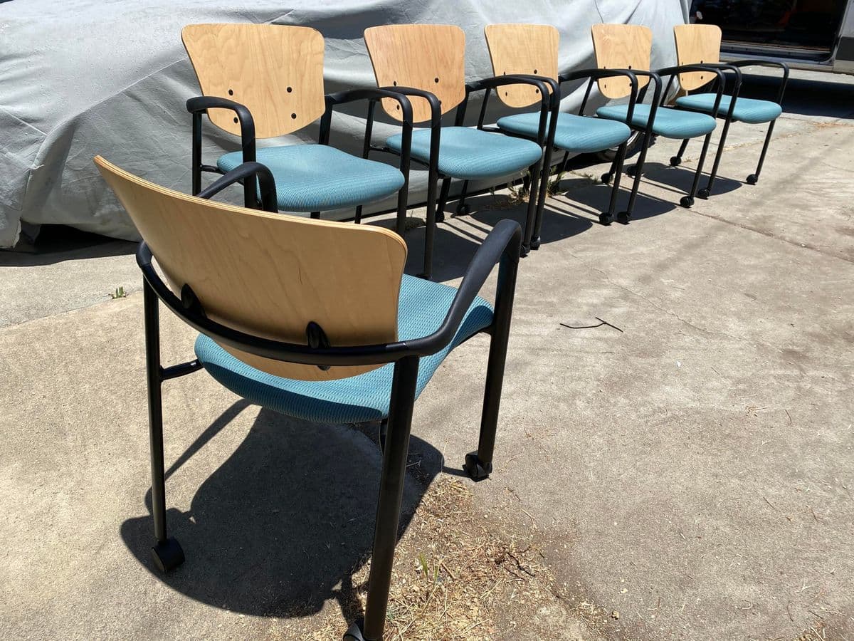 Haworth Bentwood Rolling Side Chairs Set of 6 - Thumbnail 12