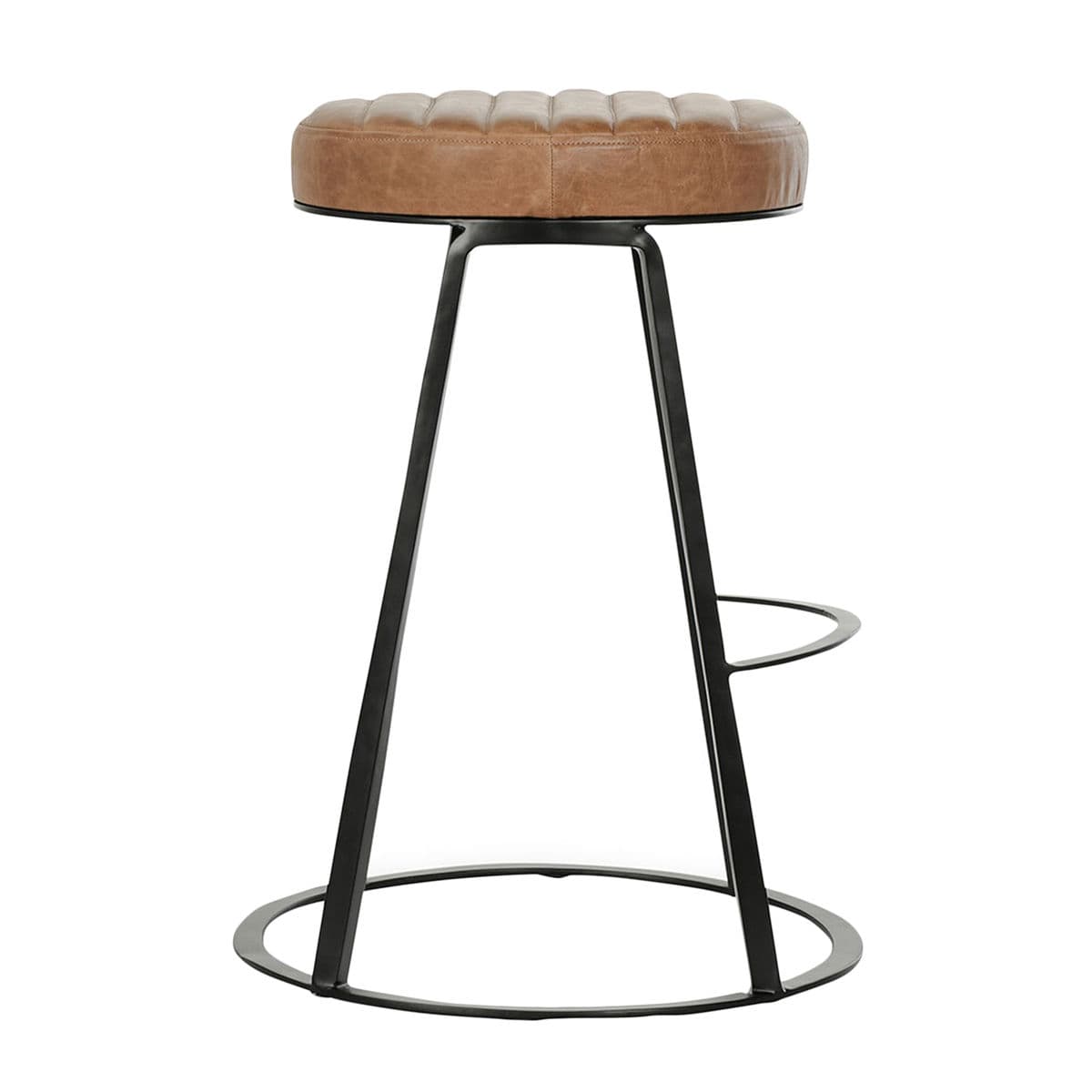 Tufted Nubuck Leather Counter Stool - Thumbnail 13