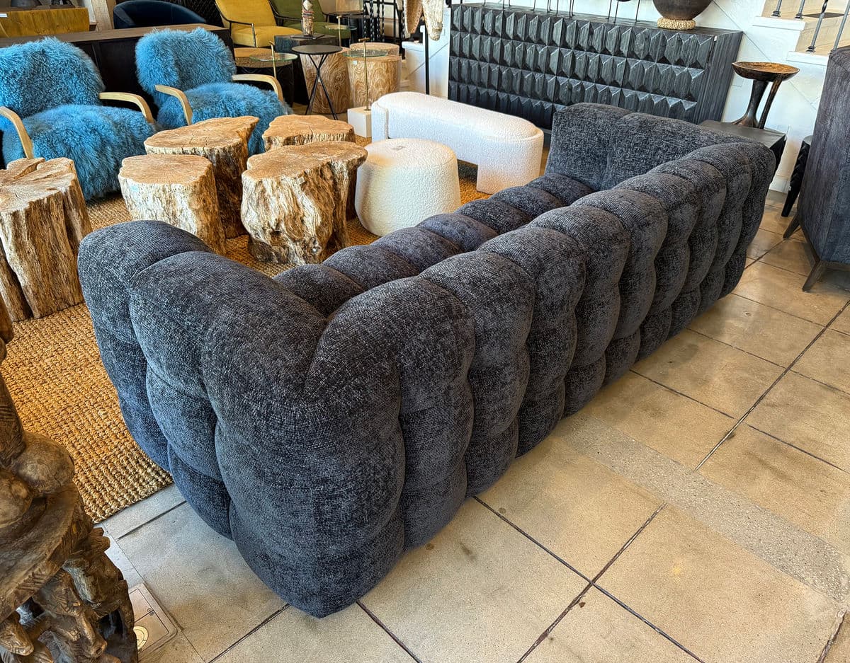 Onyx Black Tufted Chenille Sofa - Thumbnail 13