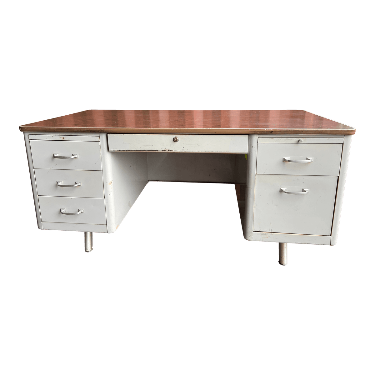 Vintage Mid Century Modern Metal Tanker Desk - Thumbnail 12