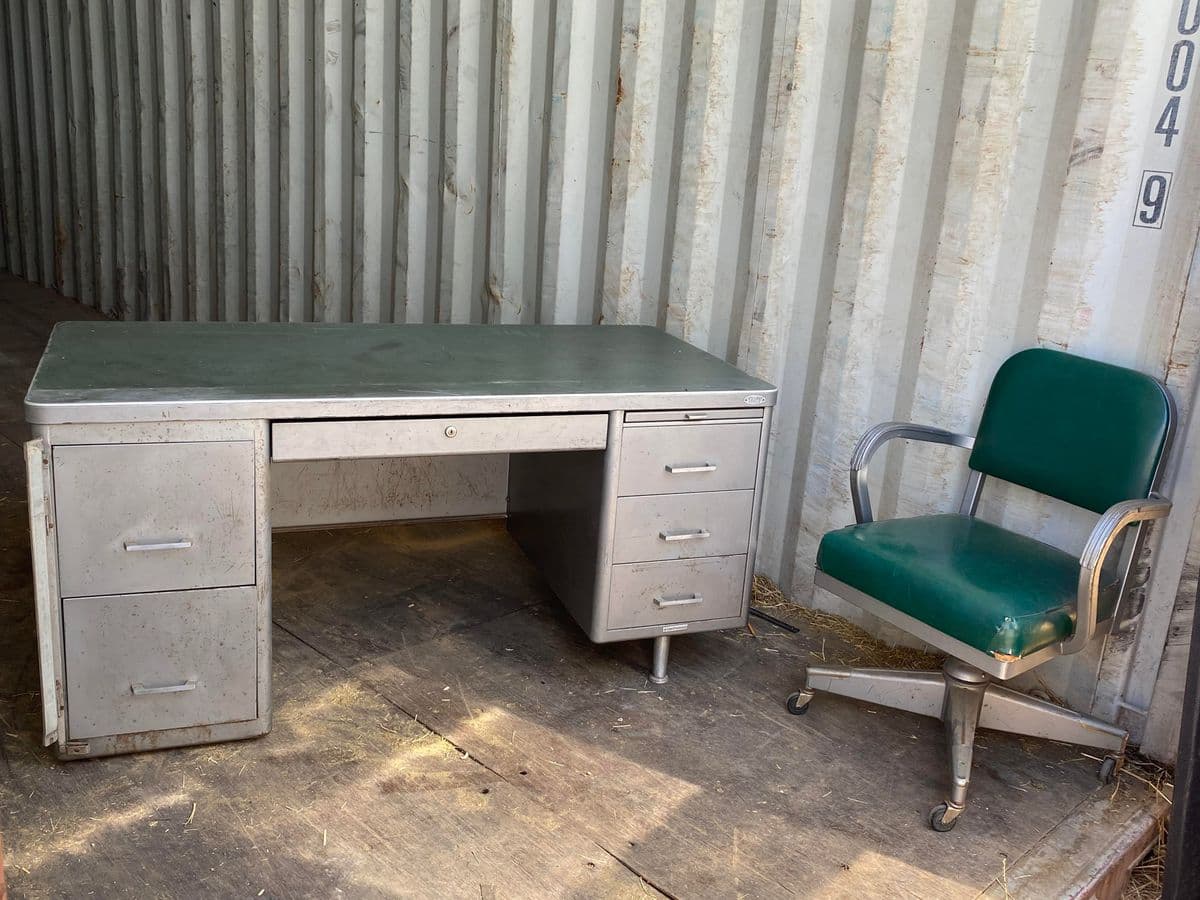 Vintage Columbia Metal Tanker Desk and Chair - 2 Pieces - Thumbnail 12