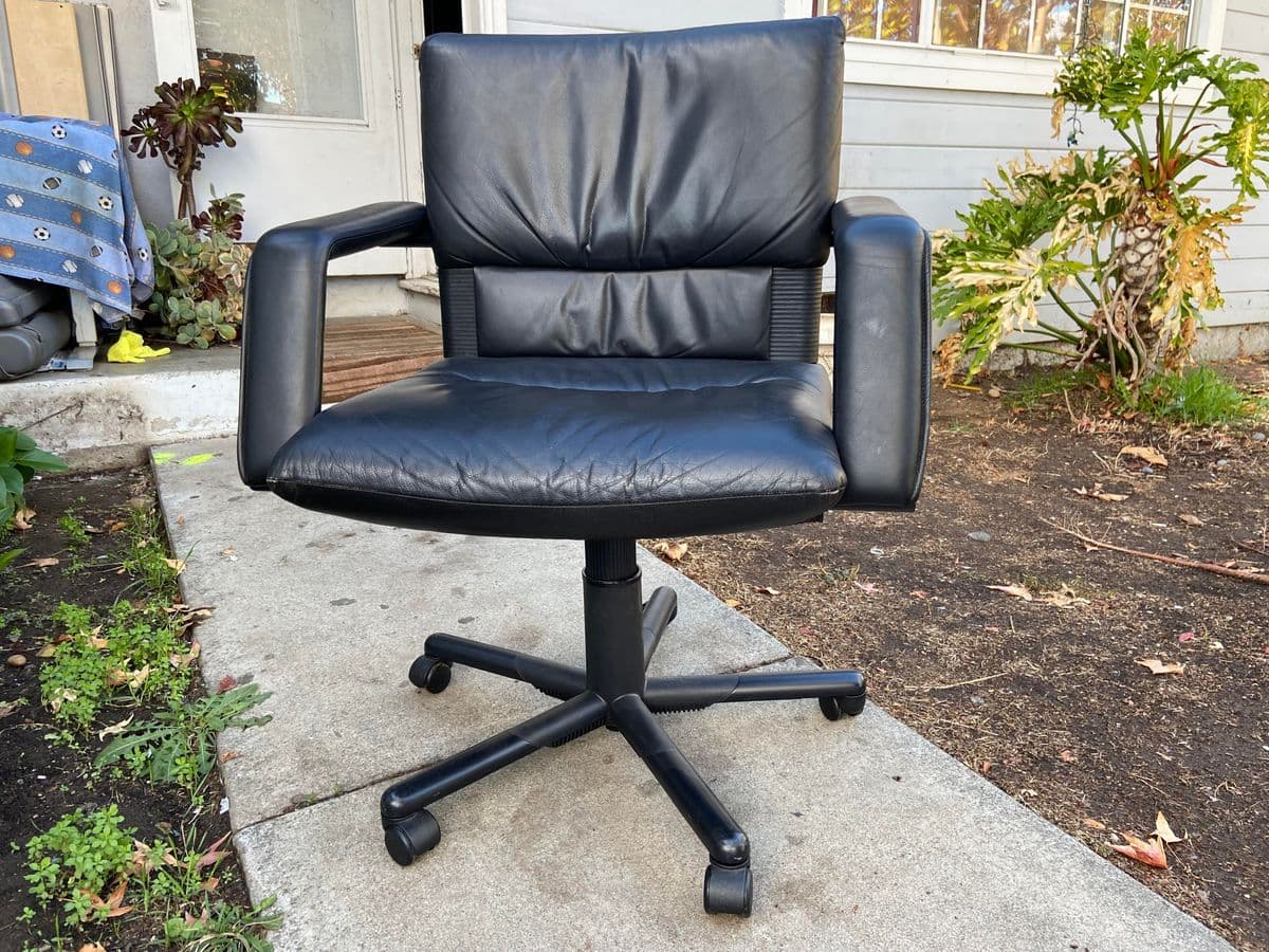 Vintage Post Modern Leather Swivel Desk Chair for Vitra Designed by Mario Bellini - Thumbnail 12
