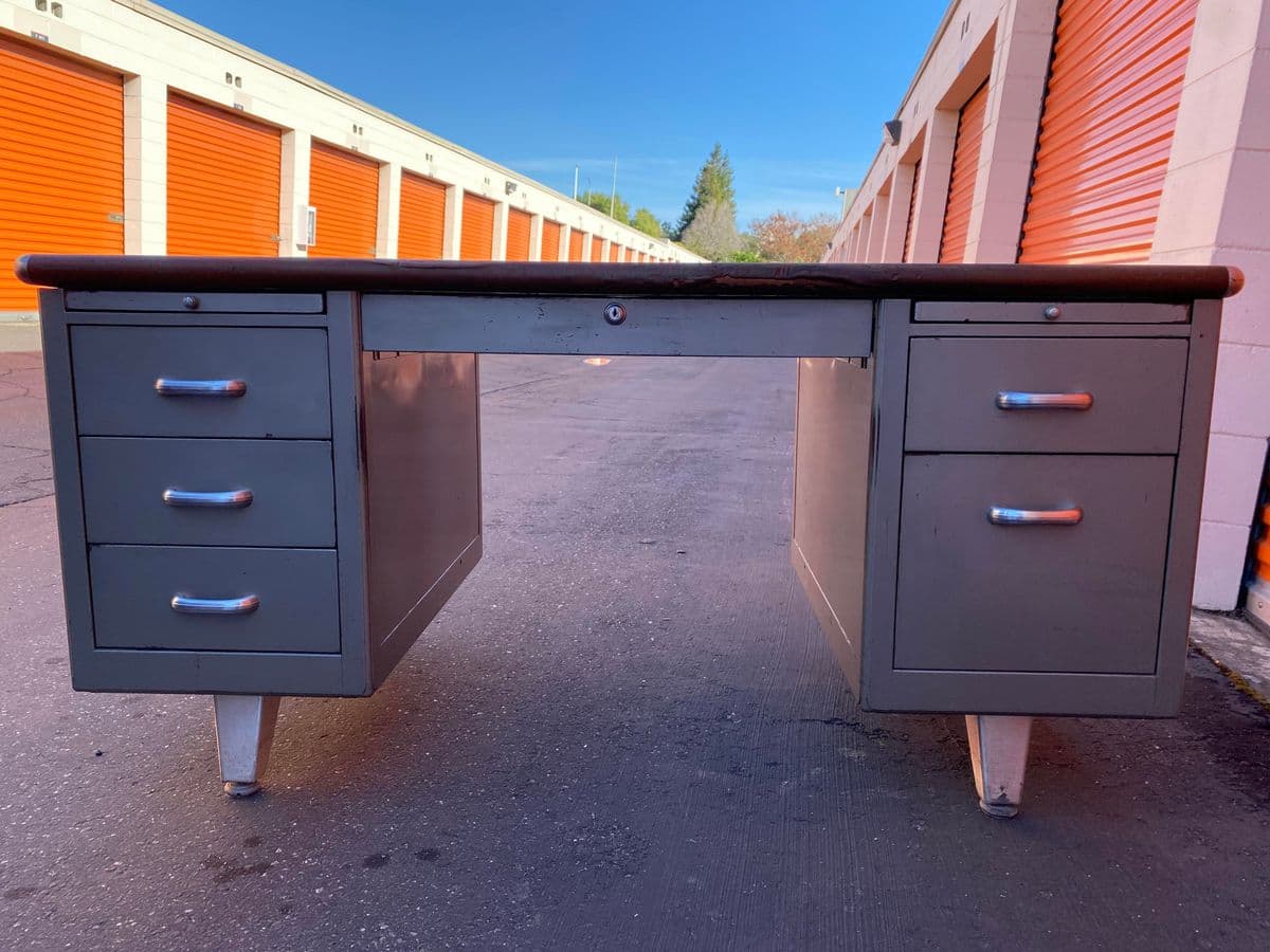Vintage Mid-Century Modern Metal Tanker Desk - Thumbnail 12