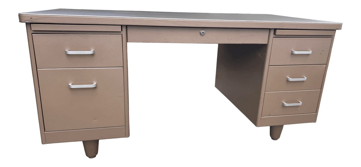 Vintage Holga Company Mid Century Modern Metal Tanker Desk - Thumbnail 13