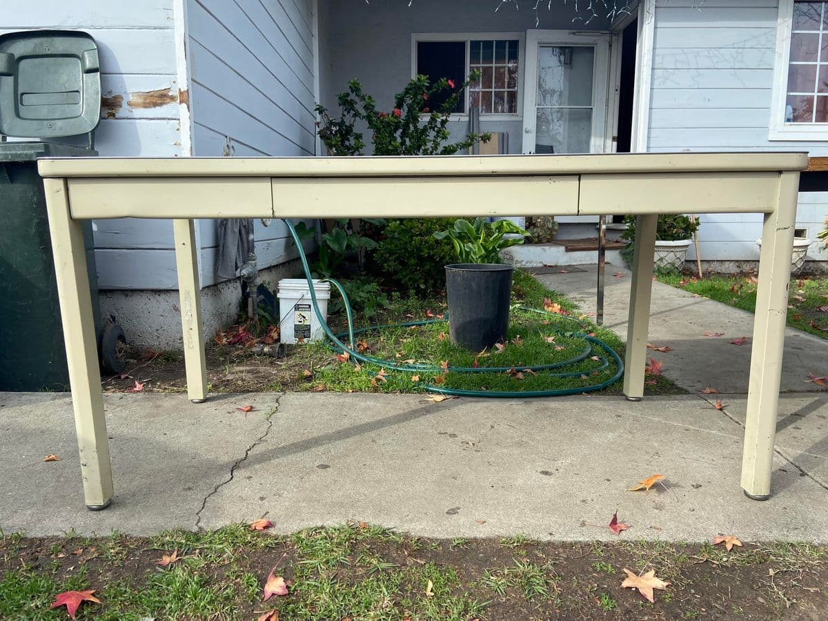 1980s Steelcase Style Vintage Mid Century Modern Metal Tanker Desk Lab Table - Thumbnail 13