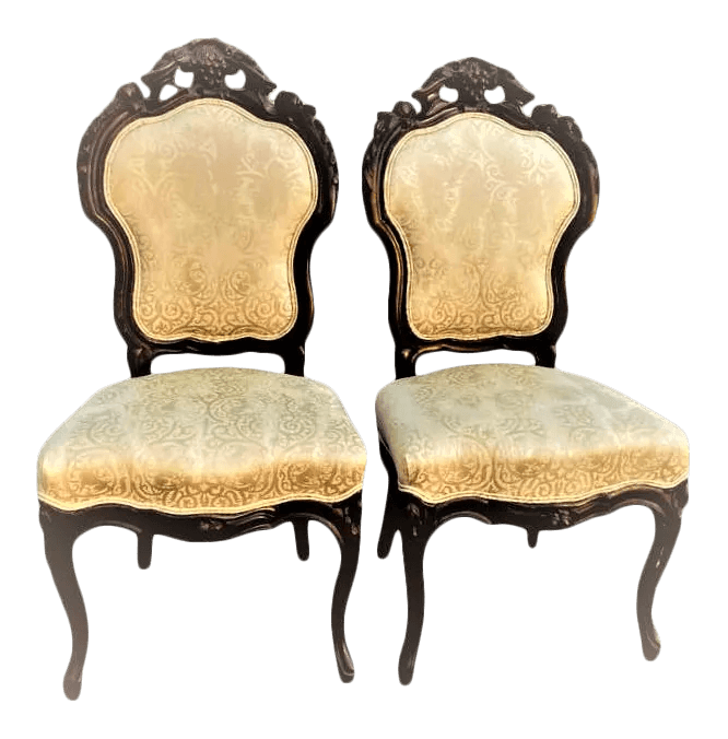 Antique Austro-Hungarian Heavily Carved Walnut Side Chairs - a Pair - 19th Century - Thumbnail 14