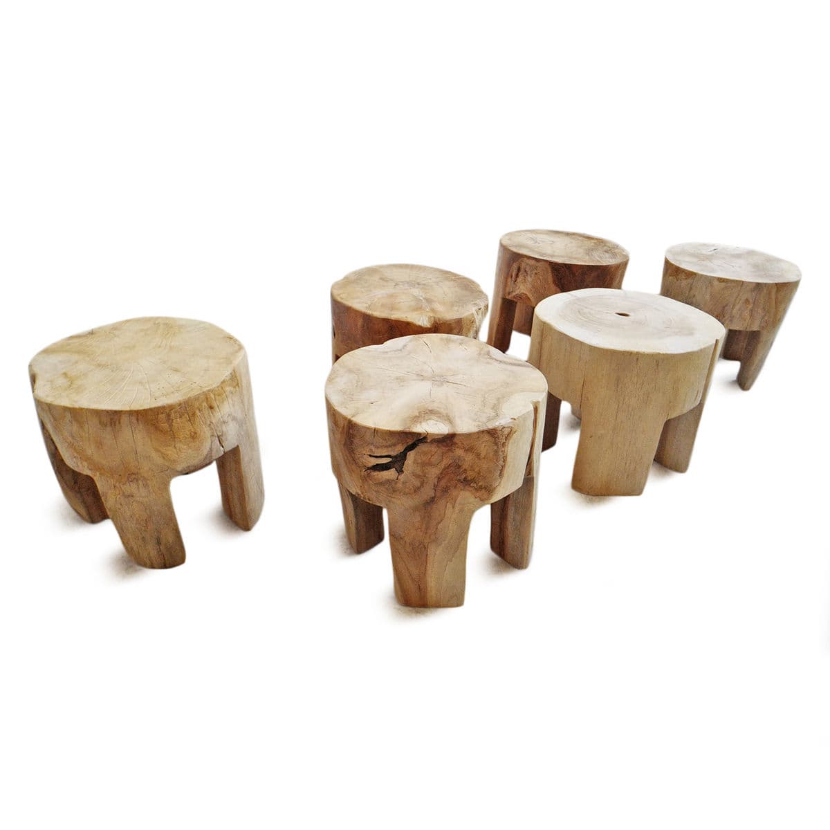Jona Organic Teak Round Stool - Thumbnail 14