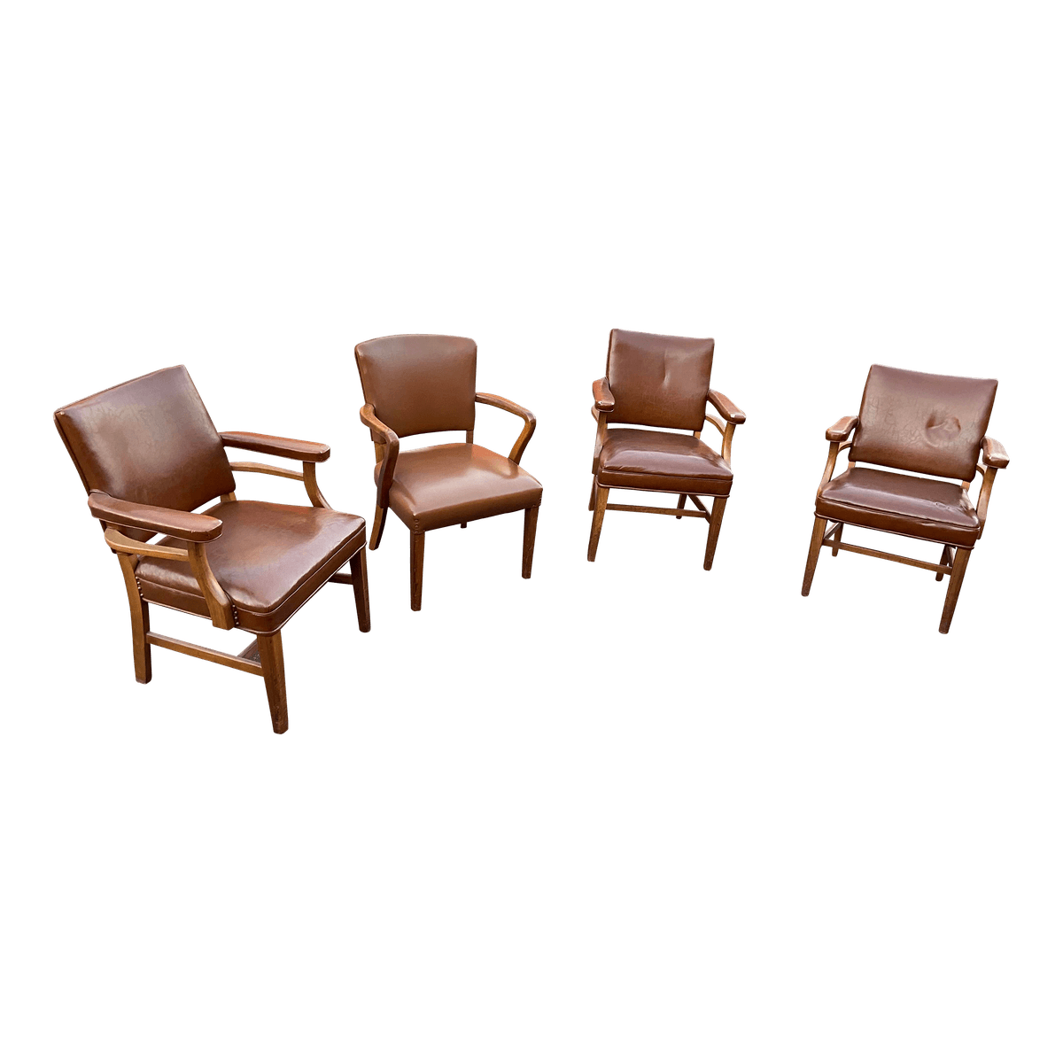 1980s Vintage Leather Armchairs - Set of 4 - Thumbnail 13