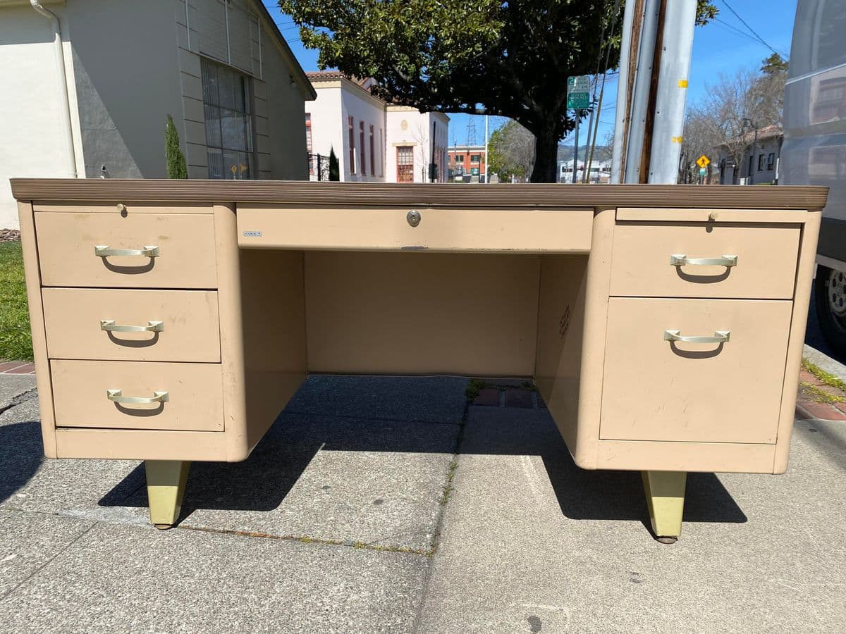 Vintage Cole Steel Mid Century Modern Metal Tanker Desk - Thumbnail 13