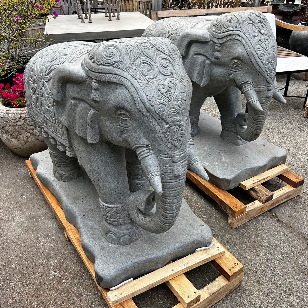 Pair of Stone Carved Elephant - Thumbnail 15