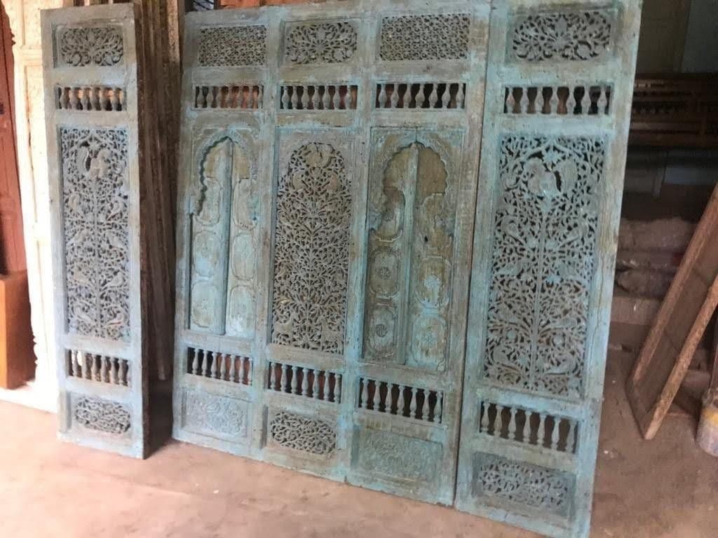 Antique Blue City India Jodhpur Wood Panels - Thumbnail 15