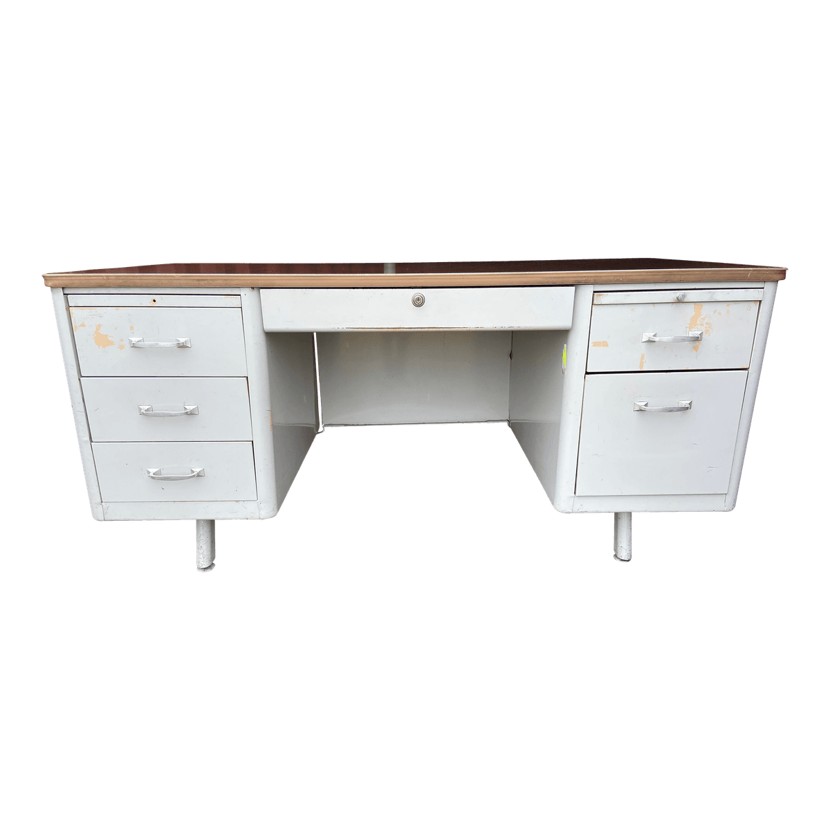 1970s Vintage Mid Century Modern Metal Tanker Desk - Thumbnail 14