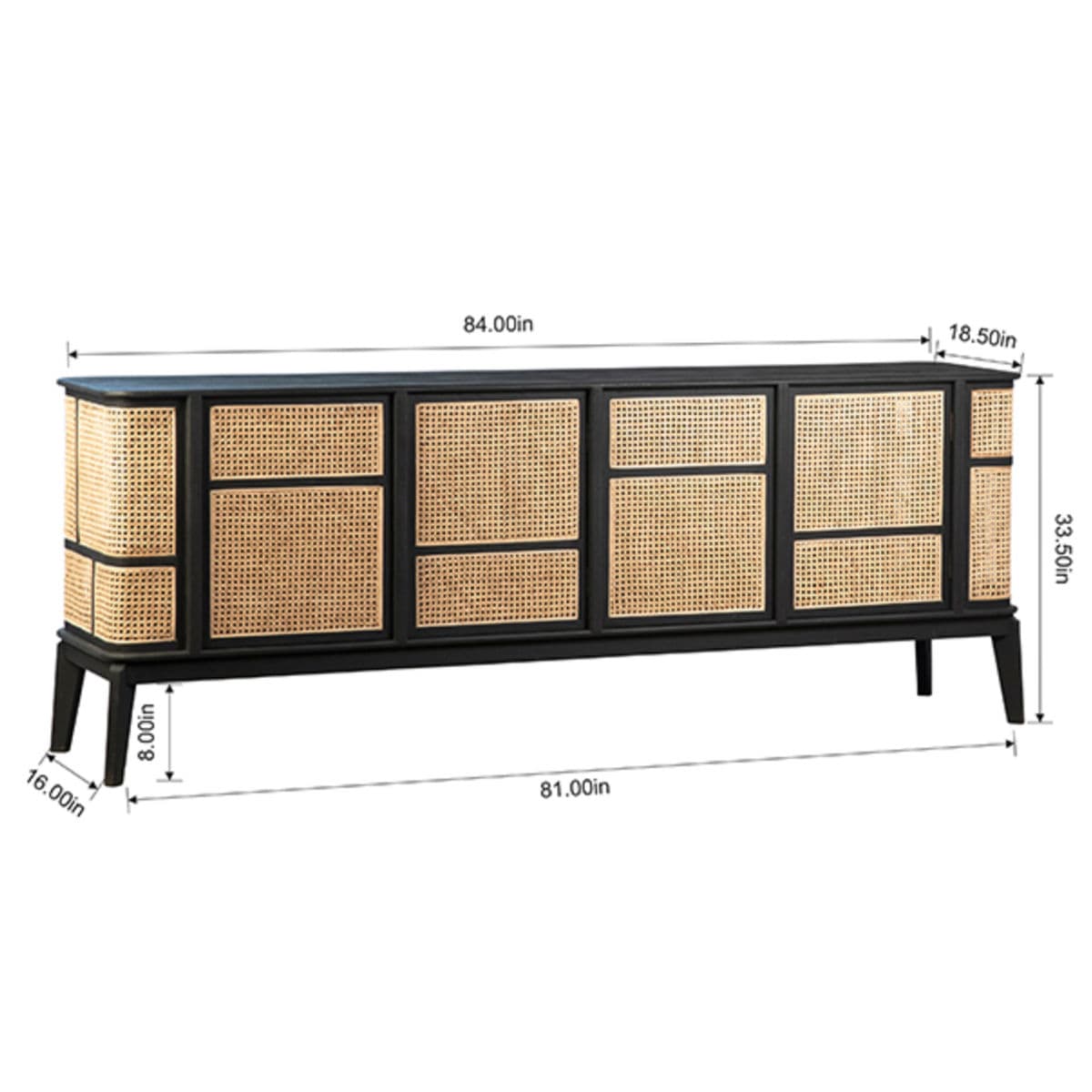 Deco Black & Cane Sideboard - Thumbnail 15