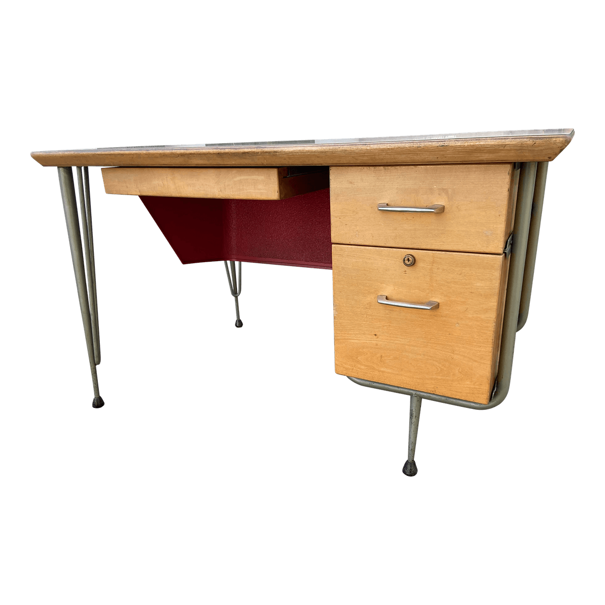 1950s Raymond Loewy for Brunswick Vintage Mid Century Modern Industrial Desk - Thumbnail 14
