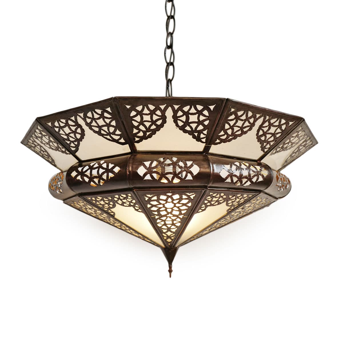 Moroccan Metal Frosted Dish Lantern Small - Thumbnail 3
