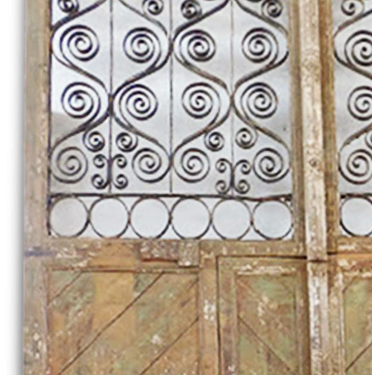 Vintage Large Wood & Iron Scroll Gate - Thumbnail 3