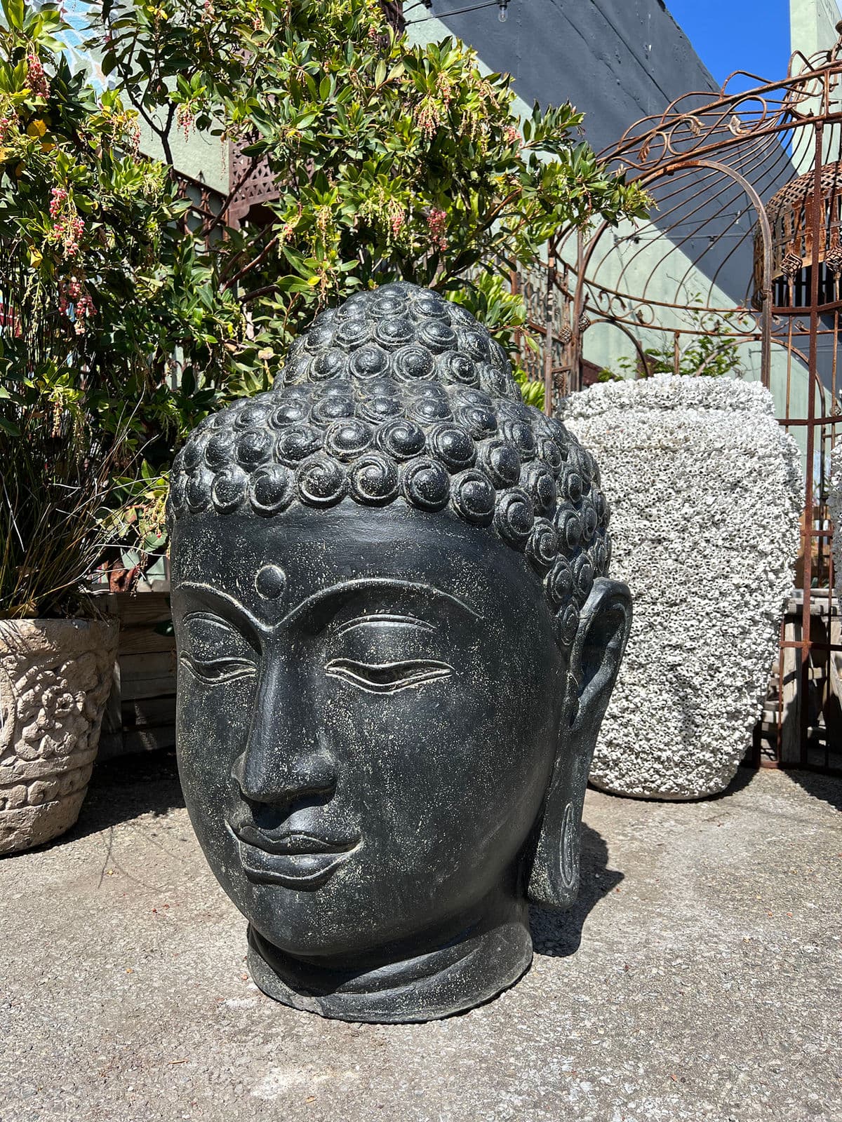 Cast Faux Stone Buddha Head - Thumbnail 3