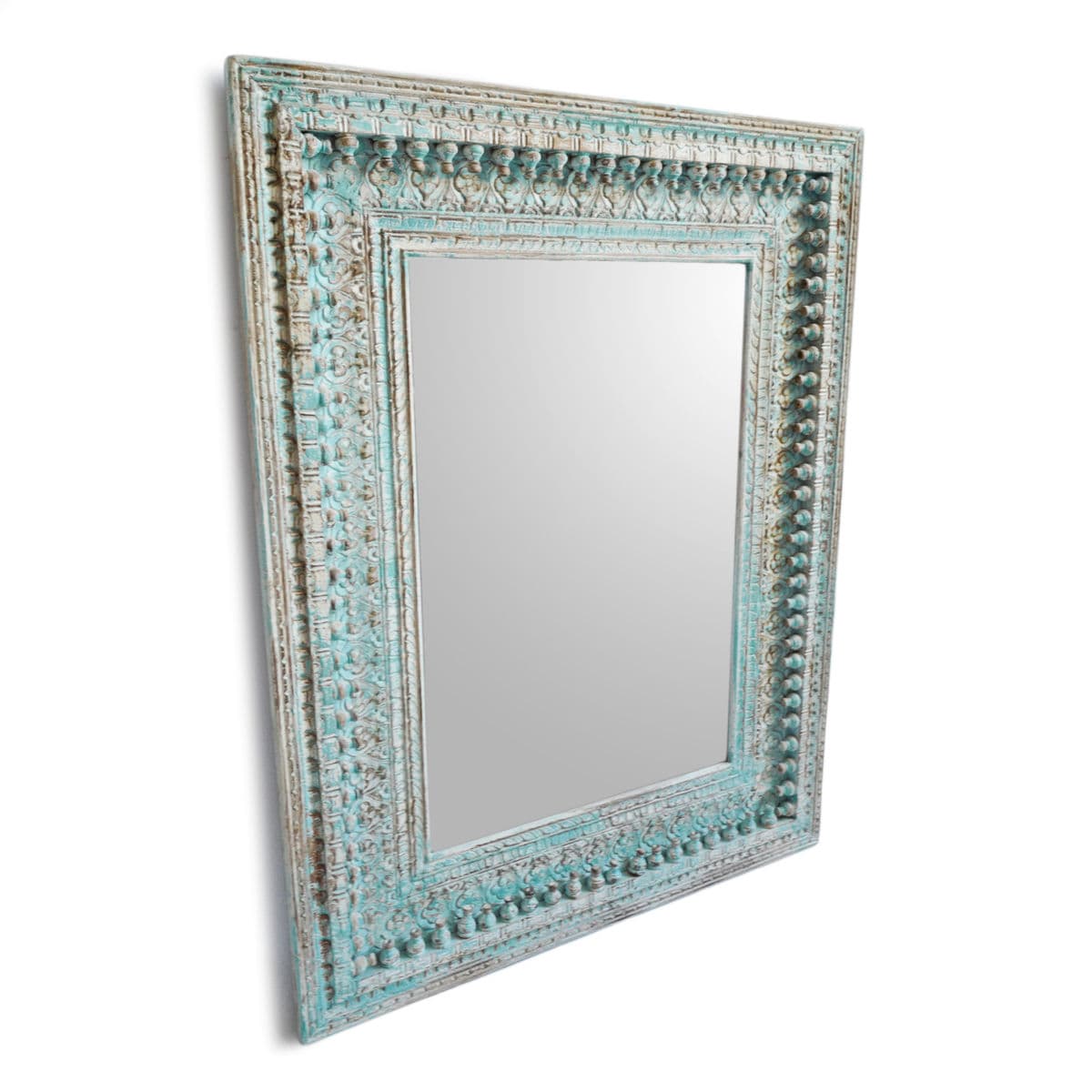 Blue Wash Carved Moulding Mirror - Thumbnail 3