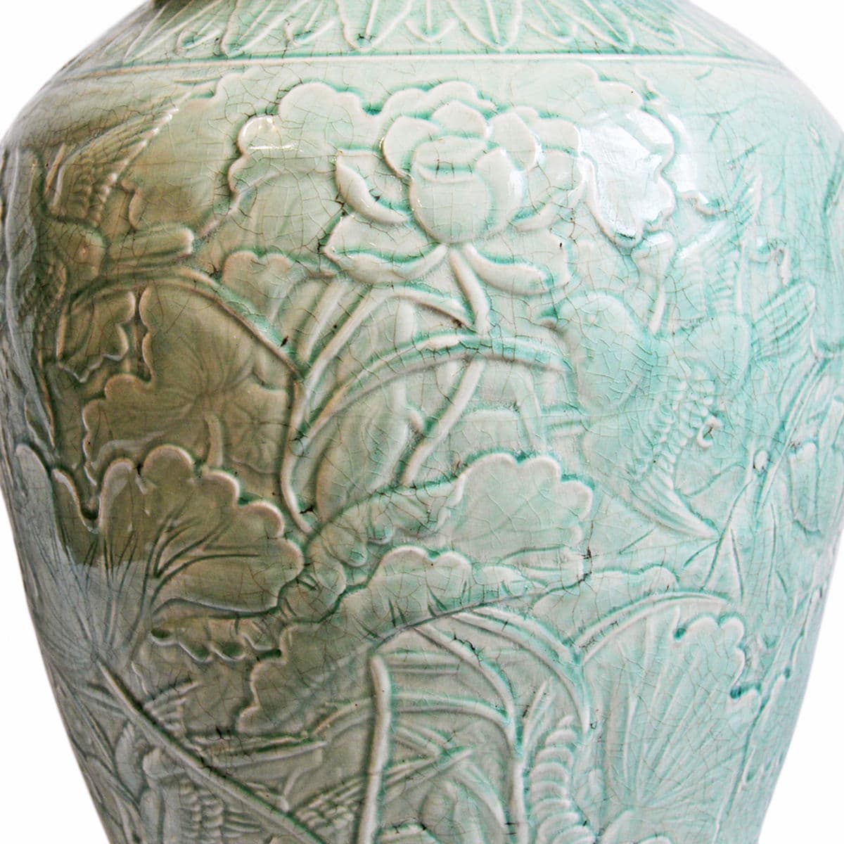 Pale Green Tall Porcelain Urn - Thumbnail 3