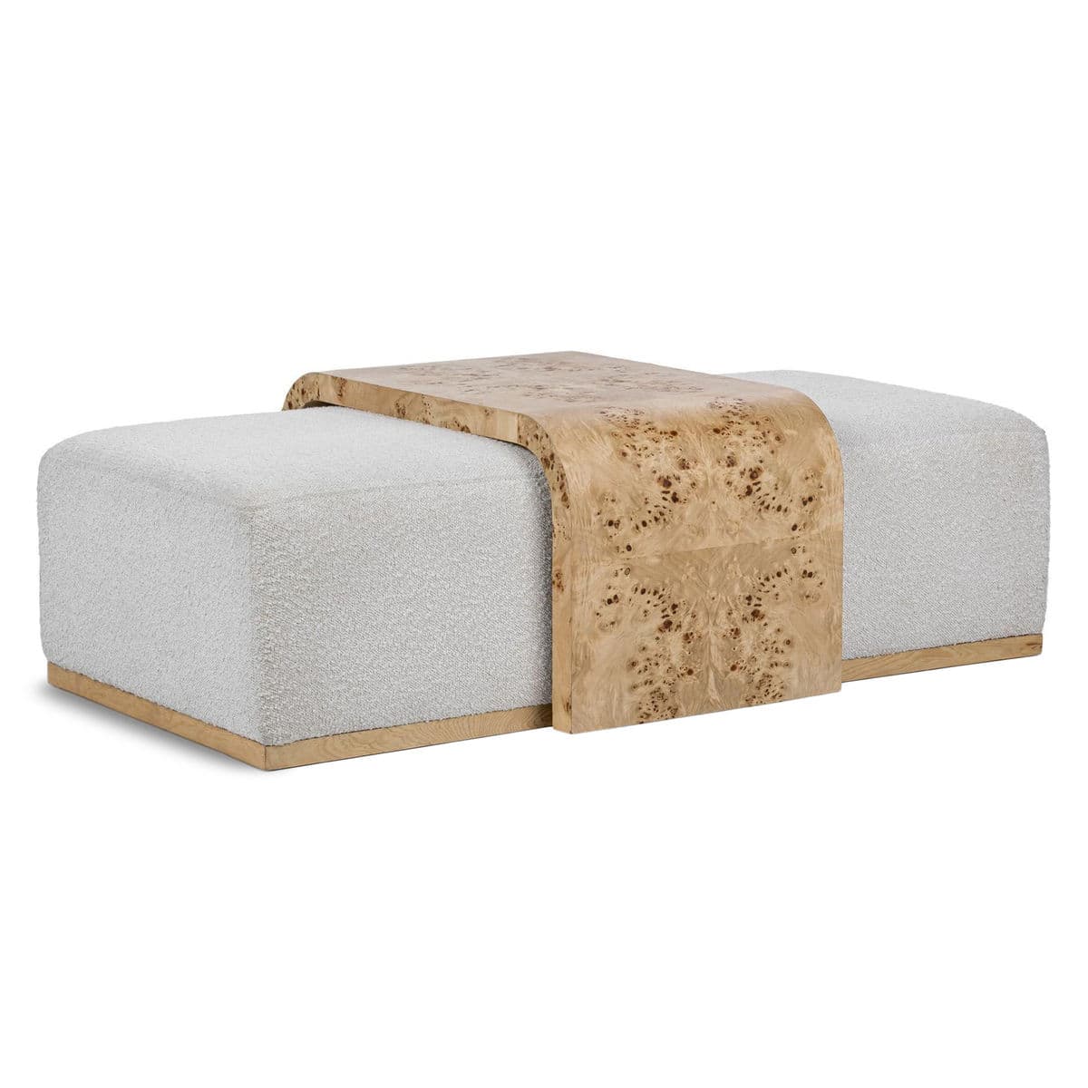 Burl Wood & Boucle Ottoman Table - Thumbnail 3