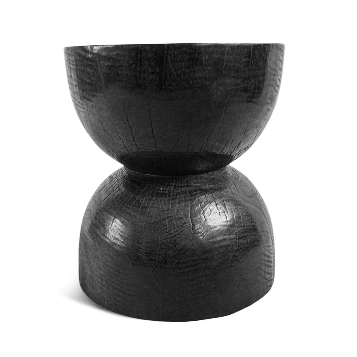 Ebony Hourglass Wood Stool Table - Thumbnail 3