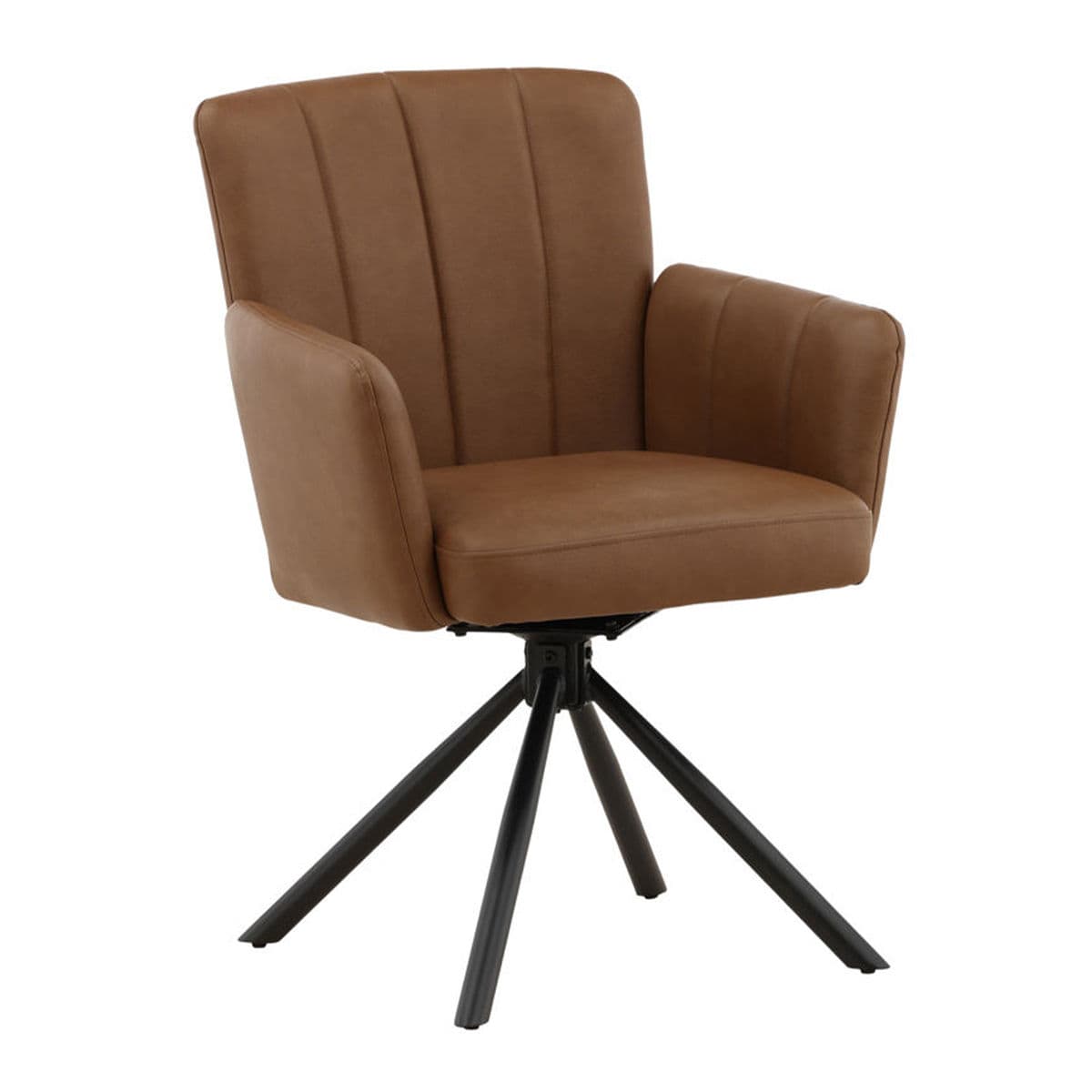 Cinnamon Leather Swivel Dining Chair - Thumbnail 3