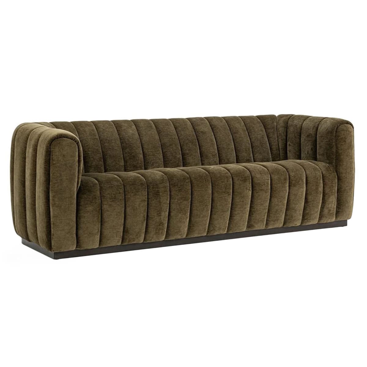 Olive Velvet Tufted Sofa - Thumbnail 3